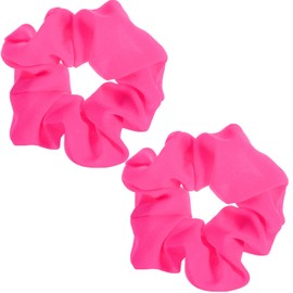 2Pcs 80s Neon Scrunchies for Hair, 80s Neon Soft Hair Scrunchies, Solid Colors Elastic Hair Bands and Ponytail Holders, Neon Hair Accessories for Women Girls 80s Party Outfits Workout Costumes, Red