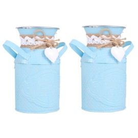 Sosoport 2pcs Rustic Iron Flower Bucket Vintage Style Plant Holder for Decor Charming Table Centerpiece for Weddings Parties for Bouquets Floral Arrangements