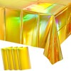 2Pack Iridescent Checkered Plastic Tablecloth, Shiny Disposable Laser Rectangle Table