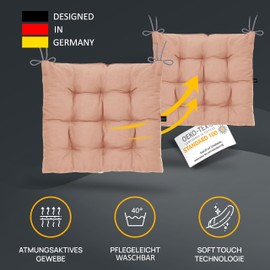 LILENO HOME Set of 2 Chair Cushions 20 Rose (40 x 40 x 6 cm) - Seat Cushions for Garden, Kitchen or Dining Room - UV-Resistant Indoor and Outdoor Chair Cushions as Chair Cushions (Linda FUM)