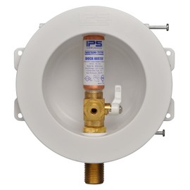 Water-Tite 88377 Mini Round Ice Maker Outlet Box - Quarter-Turn Brass Hammer Arrester Valve, 1/2-Inch ASTM F1807 Connection, White Plastic