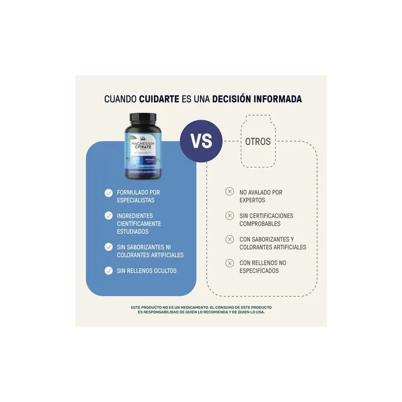 Citrato Magnesio Alta Pureza 270 Cápsulas Life360 Sabor