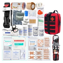 373 Piece First Aid Kit for Home, Travel, Camping, Hiking, Sports, Office & Outdoor Emergencies Survival Equipment - Emergency Medical Kits, Businesses & Home Medical Supplies (Red)