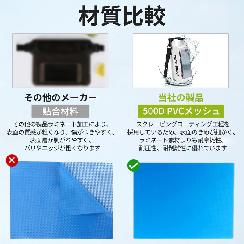 aninako 防水バッグ ドライバッグ 2L スマホ 防水ポーチ プールバッグ 防塵 500DPVC素材 大容量
