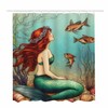 Zaueky Mermaid in The Sea Shower Curtain Fish Seaweed Oil