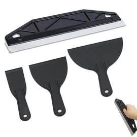 Stainless Steel Paint Shield, Paint Trim Guard, Paint Guard for Cutting in Wallpaper Scraper Edge Painting Tool Paint Trim Guard with 3 PCS Scrapers for Cutting in Paint Guide Measurement Trim Black