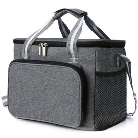 Cool Bag 15 L, Cool Bag Small Foldable Lunch Bag Men Women Thermal Bag for Office Camping Picnic Travel Grey