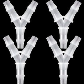 DC,CLISENCE 4 Pack 1/4" Hose Barb Fitting, Plastic Equal Barbed Y Shape 3 Way Pipe Connectors, Fitting Splicer for Air Line Tubing Pipe, Household Fuel, Water