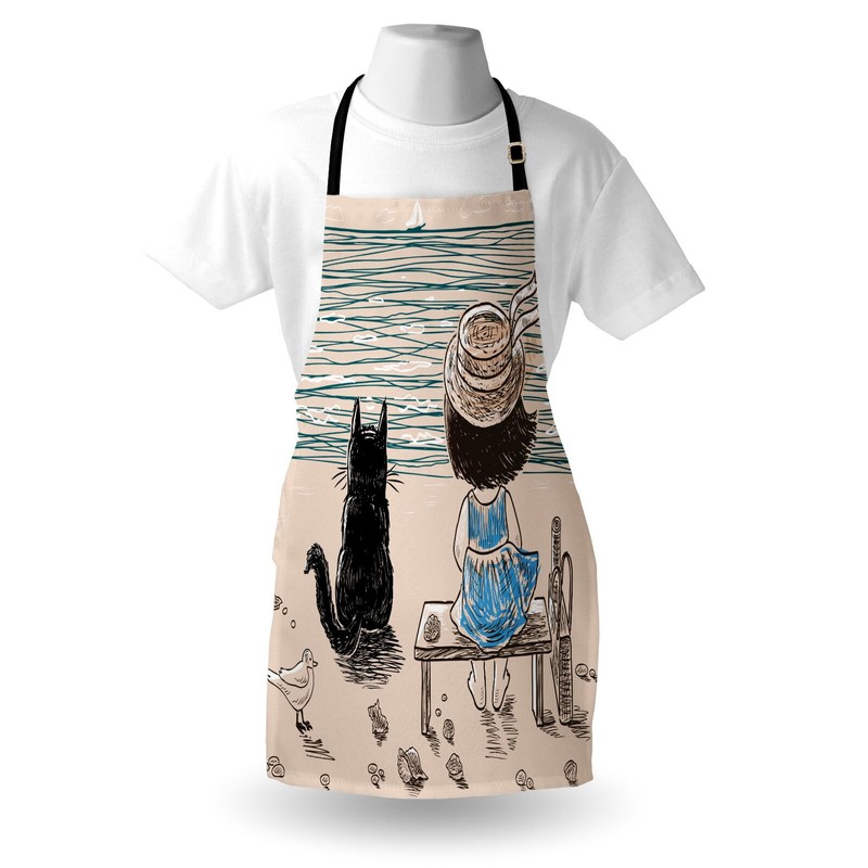 ABAKUHAUS Adjustable Cooking Apron, Pale Tan