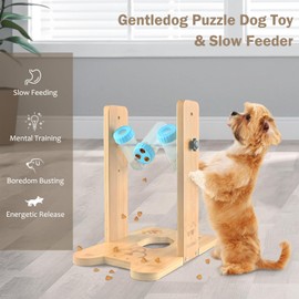 Gentledog Dog Puzzle Toy, Wooden Slow Feeder, Pet Food Treat Feeding Toy, Interactive Dog Feeder for Boredom, Enrichment Toy for Smart Dogs