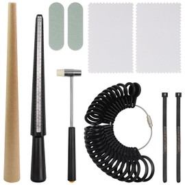 Ring Sizer UK Suits - Ring Shaper Tool Kit, Ring Mandrel Dual Size Measuring, Metal Ring Mandrel Kit with Small Hammer, Ring Maker Tools UK with Polishing Strip for Men Women Measuring