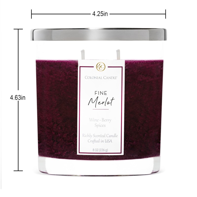 Colonial Candle Fine Merlot Scented Candle Jar, Highly Fragranced Candles