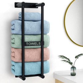 Bathroom Towel Storage Rack for Bathroom, 30 inch Towel Racks Wall Mounted with Shelf Can Holds 6 Large Towels, Wall Towel Rack for Rolled Towels, Gold - Color: Black, Size: 30 IN with Shelf