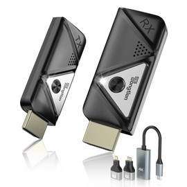 Wireless HDMI Transmitter and Receiver with Adapter 4K, Wireless HDMI Extender 1080P HDMI Wireless Kit, Plug & Play, Support 2.4/5GHz for Streaming Video and Audio to Monitor from Laptop/Pc/Tv Box