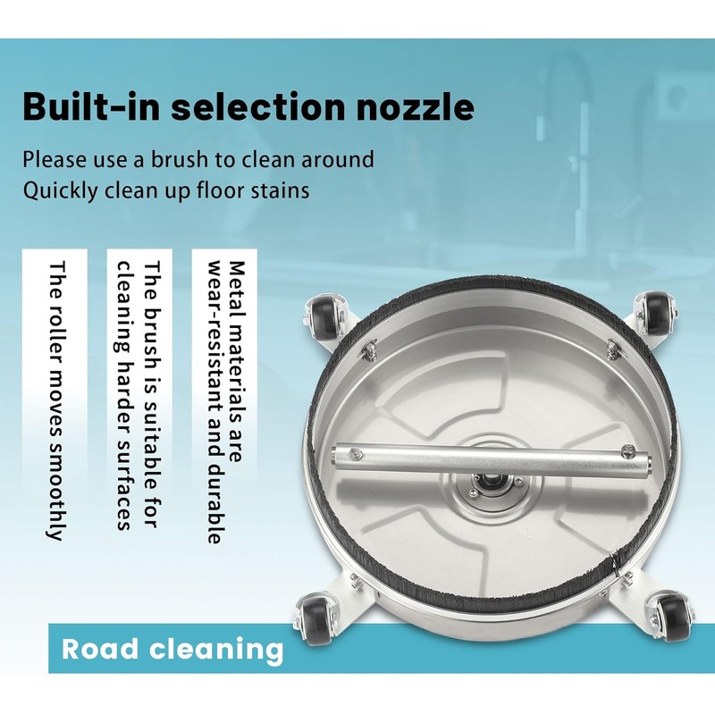 14" Pressure Washer Surface Cleaner with 4 Wheels - Stainless
