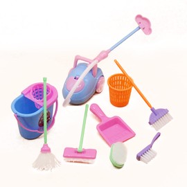 9 Pieces Miniature Dollhouse Accessories, YUTOU Dollhouse Garden Accessories, Dollhouse Miniature Cleaning Tools, Dollhouse Furniture in Scale 1:12 Doll Accessories, Toy Cleaning Set for Girls