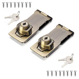 2 Packs Keyed Hasp Locks Twist Knob Keyed Locking Hasp for Small Doors, Cabinets and More,Stainless Steel Steel, Hasp Lock Catch Latch Safety Lock Door Lock with Keys (4inch, Bronze)