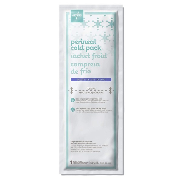 Medline Deluxe Perineal Cold Packs with Adhesive Strip, 4.5" x 14.25" (Pack of 24), postpartum, great for new moms