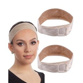 TPZORJX 2 Pieces Elastic Non Slip Wig Headband Seamless Wig Velvet Headband Adjustable Wig Band Wig Accessories for Wig Sports Yoga (Nude)