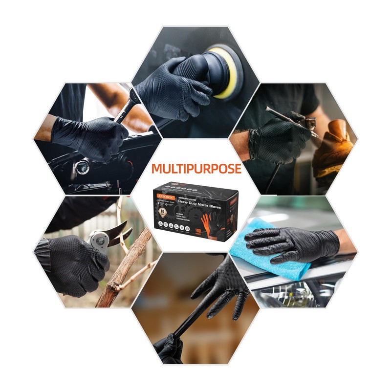 ANBOSON 10 Mil Nitrile Disposable Gloves Heavy Duty Mechanic Gloves