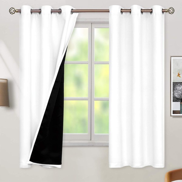 BGment White Blackout Curtains 63 Inch Long - Black Out