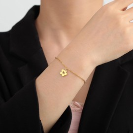 UNIFT Flower Bracelets for Women Stainless Steel Hollow Out Simple Five Petals Trendy Jewelry Gifts, Stainless Steel, No Gemstone