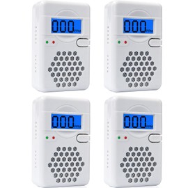 Carbon Monoxide Detector 4 Packs,CO Alarm Detector Device with LED Digital Display for Home,Travel,Battery Powered(Batteries NOT Included)