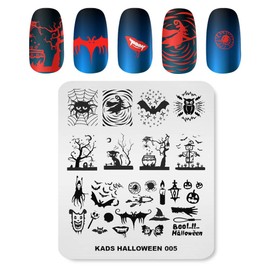 KADS Halloween Nail Plates Nail Stamp Stencils Nail Art Stamping Kits with Pumpkin Ghost Skull Bat Picture Plates for DIY Decoration (HA005)