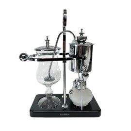 Nispira Belgium Royal Family Balance Syphon Coffee Maker Vacuum Brewing System | Vintage Classic Retro Luxury Exquisite Design | Smooth Great Aroma | Silver Color | 500 ml