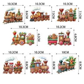 16pcs Christmas Tree Gingerbread Man Small Train Christmas Decor Double Side Design Paper Christmas Hanging Decorations Ornaments with Jute Rope Tags for Xmas Presents