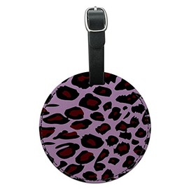 Graphics & More Leopard Animal Print Pink Round Leather Luggage Id Tag Suitcase Carry-on, Black