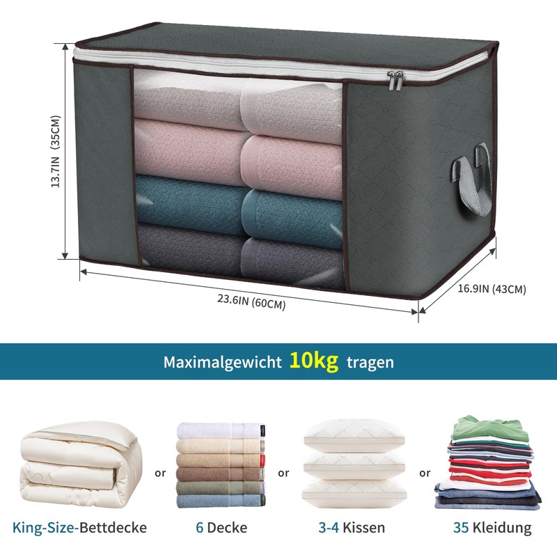 Budding Joy 4 Pack 90L Storage Bags, Large clothes storage