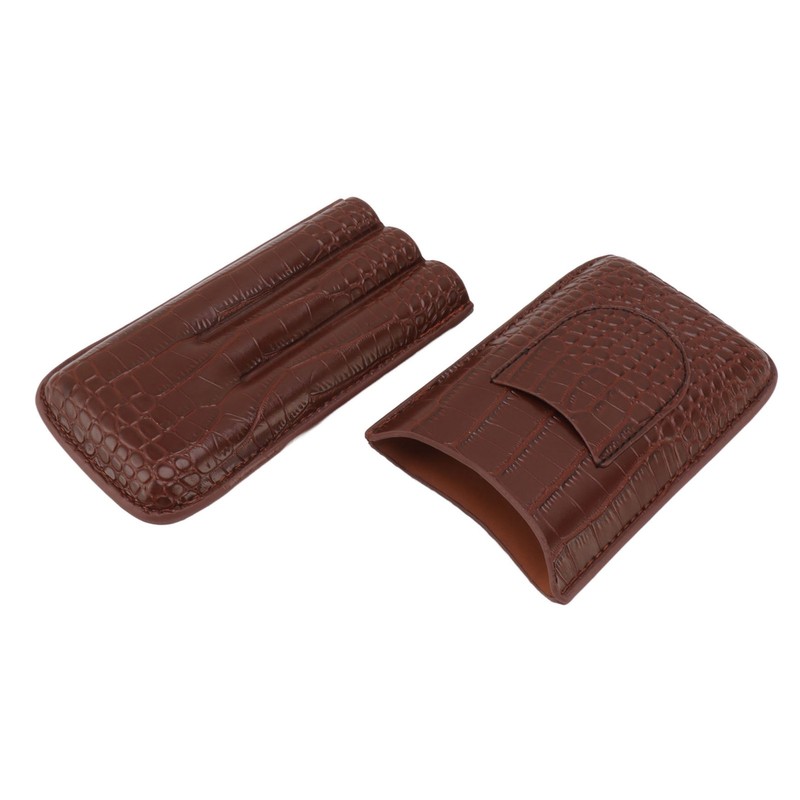 Cigar Holder Case Artificial Leather Portable Durable Elegant 3 Finger