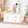 Bamboo Desk Organizer with Drawers Wooden Desktop Storage Drawers for