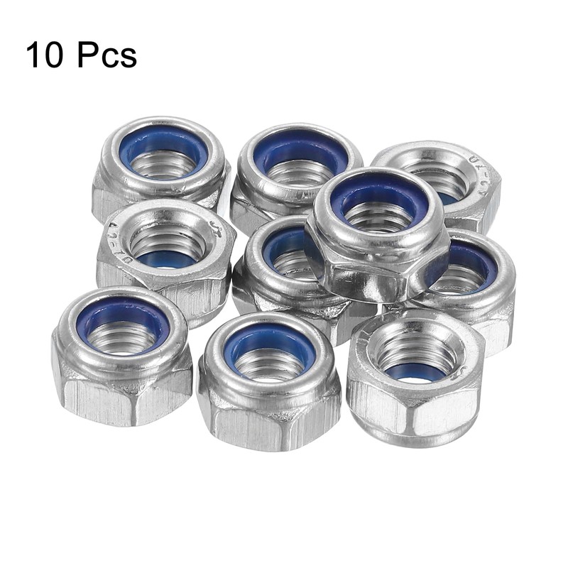 sourcing map Left-hand Lock Nuts, M8x1.25mm 304 Stainless Steel Thread