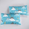 QOOMO Cat Comforter Twin Size,Blue Cloud Cats Comforter Set for