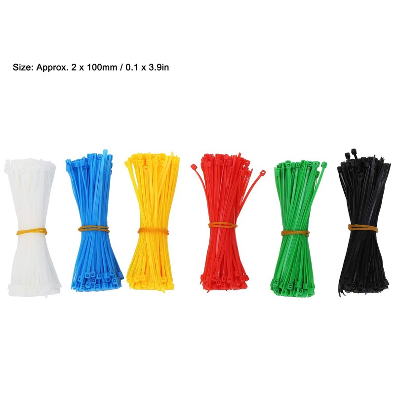 ASHATA 900Pcs Multi Color Zip Ties 6 Multi-Colors 4 Pulgadas