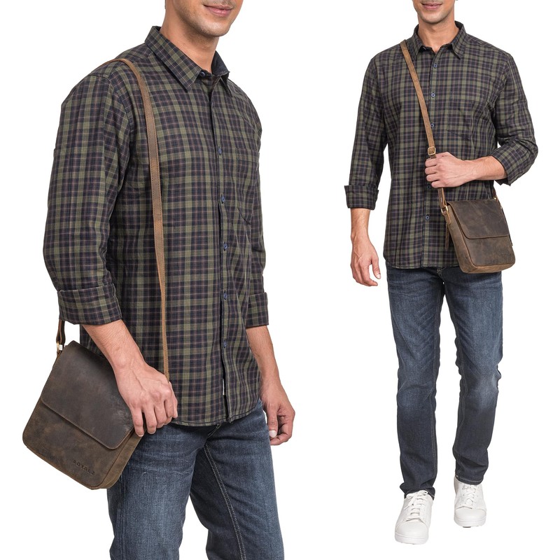 ROYALZ 'Illinois' Men's Shoulder Bag Small Leather Shoulder Bag Men's