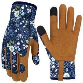 MERTURN Leather Gardening Gloves for Women Thorn Proof Garden Gloves Touch Screen Working Gloves Gifts Blue
