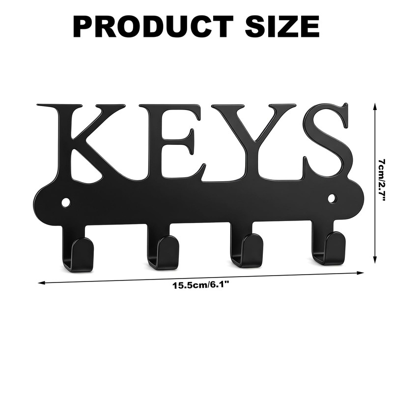 Solvio Key Holder for Wall, Black Metal Key Hooks Wall