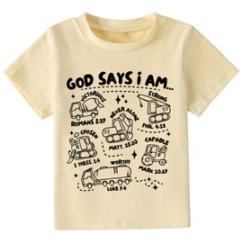 Chipeler God Says I Am Shirt Toddler Boys Christian T-Shirt Construction Baby Shirt Religious Bible Verses Kids Tops 5T