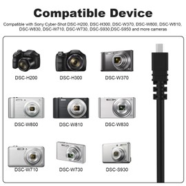 Arzweyk Replacement USB Camera Data Transfer Cable Cord Compatible with Sony Cybershot Cyber-Shot DSC-H200, DSC-H300, DSC-W370, DSC-W800, DSC-W810, DSC-W830, DSC-W710, DSC-W730, DSC-S930,DSC-S950