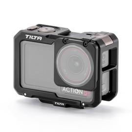 Tilta Camera Cage Compatible with Osmo Action 3, Action 4 Basic Kit Filmmaking Kit with Cold Shoe Receiver, Mounting Base Plate - Black TA-T40-A-B