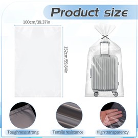 Extra Large Clear Plastic Storage Bags, 4Pcs 100 * 152cm Heavy Duty Storage Bags, Flat Large Plastic Bags for Clothes, Luggage, Suitcase, Quilts, Chair, Bike, Big Plush Toys(40 x 60 Inch)