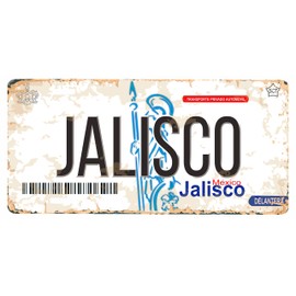 Generic Set Jalisco Mexico Aluminum License Plate Sign Placa 6"" x 12"" and Sticker Decal 2""x4""