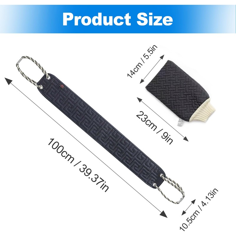 Exfoliating Back Scrubber with Handles - 38" Double-Sided Bath Scrubber