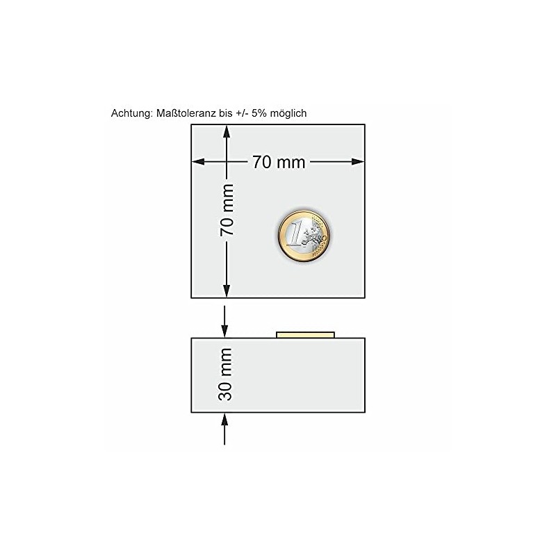 Square Acrylic Block 70 x 70 x 30 mm Transparent,