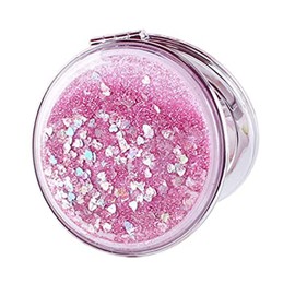 Espejo de maquillaje portátil plegable para viajes, espejo de bolsillo 1X3X para mujer, espejo de bolsillo con imagen de animación (D)                