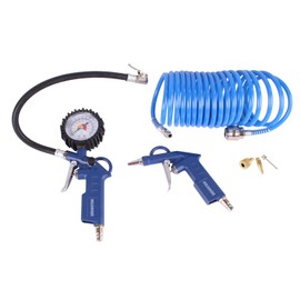 WELDINGER Compressor Accessory Set Compressed Air Set 6 Pieces Tyre Inflator Spiral Hose