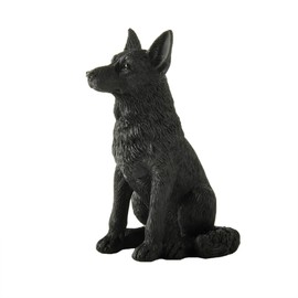 JFSM INC. 3.5" Black German Shepherd Dog Sitting Up Figurine - Black German Shepherd Gifts, Gifts for German Shepherd Lovers, Black German Shepherd Decor